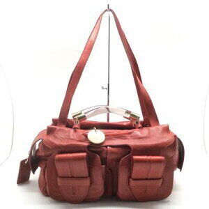 Chloe shoulder bag clear handles Boston leather red